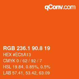 カラーコード: RGB 236.1 90.8 19 | qconv.com