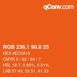 カラーコード: RGB 236.1 90.8 25 | qconv.com