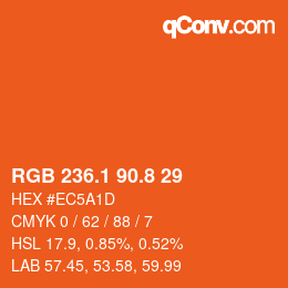 カラーコード: RGB 236.1 90.8 29 | qconv.com