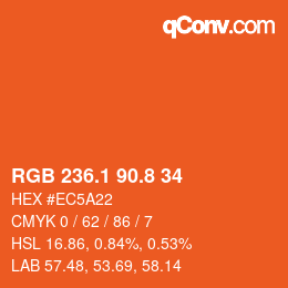 カラーコード: RGB 236.1 90.8 34 | qconv.com