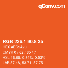 カラーコード: RGB 236.1 90.8 35 | qconv.com