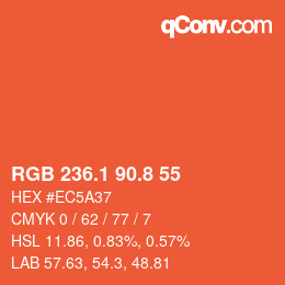 カラーコード: RGB 236.1 90.8 55 | qconv.com
