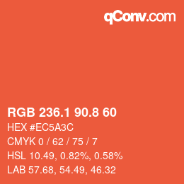 カラーコード: RGB 236.1 90.8 60 | qconv.com