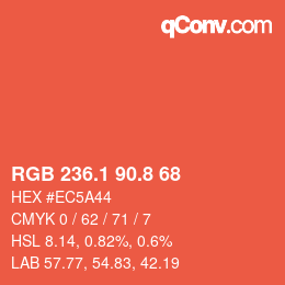カラーコード: RGB 236.1 90.8 68 | qconv.com