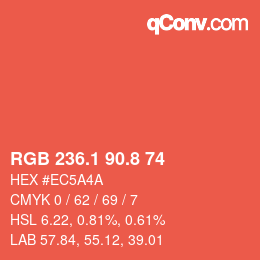 カラーコード: RGB 236.1 90.8 74 | qconv.com