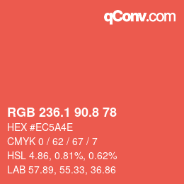 カラーコード: RGB 236.1 90.8 78 | qconv.com