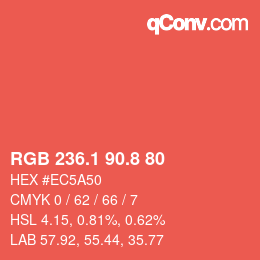 Color code: RGB 236.1 90.8 80 | qconv.com