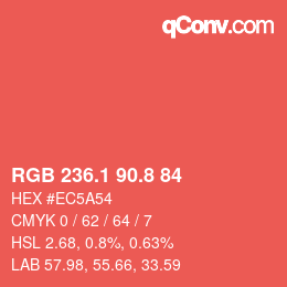 カラーコード: RGB 236.1 90.8 84 | qconv.com