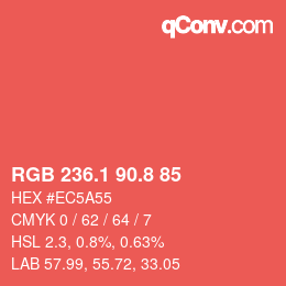 Color code: RGB 236.1 90.8 85 | qconv.com