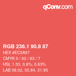 カラーコード: RGB 236.1 90.8 87 | qconv.com