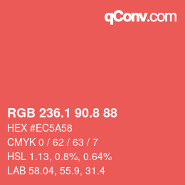 カラーコード: RGB 236.1 90.8 88 | qconv.com