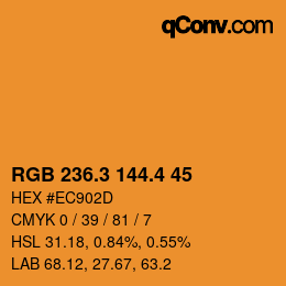 カラーコード: RGB 236.3 144.4 45 | qconv.com