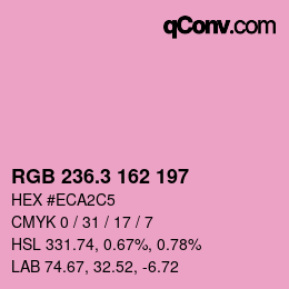 カラーコード: RGB 236.3 162 197 | qconv.com
