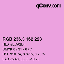 カラーコード: RGB 236.3 162 223 | qconv.com