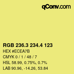 カラーコード: RGB 236.3 234.4 123 | qconv.com