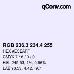 カラーコード: RGB 236.3 234.4 255 | qconv.com