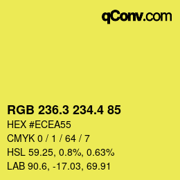カラーコード: RGB 236.3 234.4 85 | qconv.com