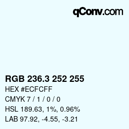 カラーコード: RGB 236.3 252 255 | qconv.com