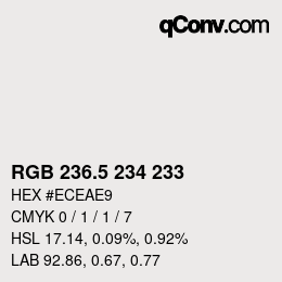 Color code: RGB 236.5 234 233 | qconv.com