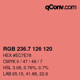 カラーコード: RGB 236.7 126 120 | qconv.com