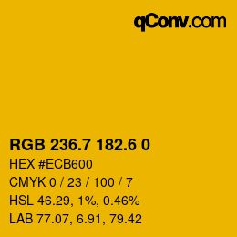 カラーコード: RGB 236.7 182.6 0 | qconv.com