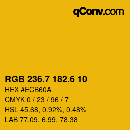 カラーコード: RGB 236.7 182.6 10 | qconv.com