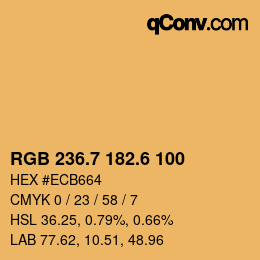 カラーコード: RGB 236.7 182.6 100 | qconv.com