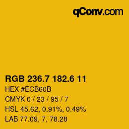 カラーコード: RGB 236.7 182.6 11 | qconv.com
