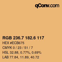 カラーコード: RGB 236.7 182.6 117 | qconv.com