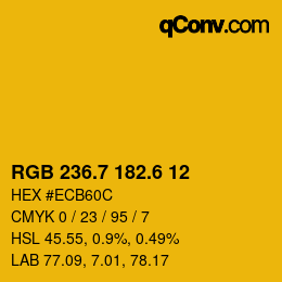 カラーコード: RGB 236.7 182.6 12 | qconv.com