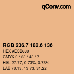 カラーコード: RGB 236.7 182.6 136 | qconv.com