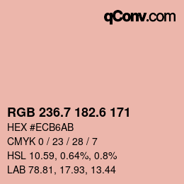 カラーコード: RGB 236.7 182.6 171 | qconv.com
