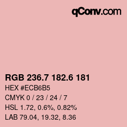 カラーコード: RGB 236.7 182.6 181 | qconv.com