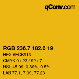 カラーコード: RGB 236.7 182.6 19 | qconv.com
