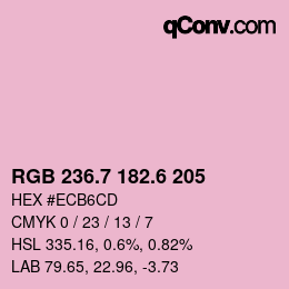 カラーコード: RGB 236.7 182.6 205 | qconv.com