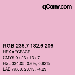 カラーコード: RGB 236.7 182.6 206 | qconv.com