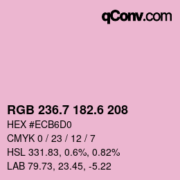 カラーコード: RGB 236.7 182.6 208 | qconv.com