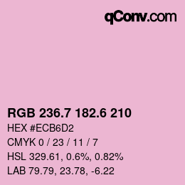 カラーコード: RGB 236.7 182.6 210 | qconv.com