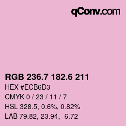 カラーコード: RGB 236.7 182.6 211 | qconv.com