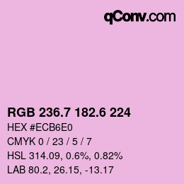 カラーコード: RGB 236.7 182.6 224 | qconv.com
