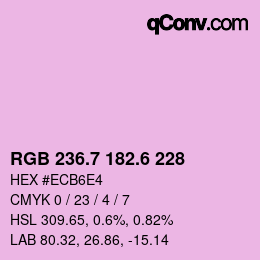 カラーコード: RGB 236.7 182.6 228 | qconv.com