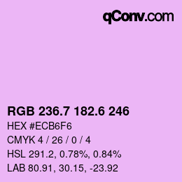 カラーコード: RGB 236.7 182.6 246 | qconv.com