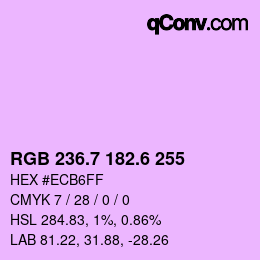 カラーコード: RGB 236.7 182.6 255 | qconv.com