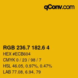 カラーコード: RGB 236.7 182.6 4 | qconv.com