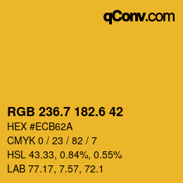 カラーコード: RGB 236.7 182.6 42 | qconv.com