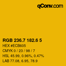 カラーコード: RGB 236.7 182.6 5 | qconv.com