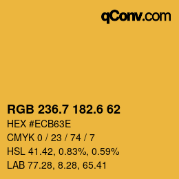 カラーコード: RGB 236.7 182.6 62 | qconv.com