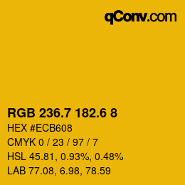 カラーコード: RGB 236.7 182.6 8 | qconv.com