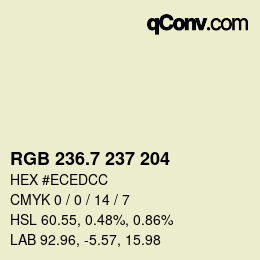 カラーコード: RGB 236.7 237 204 | qconv.com