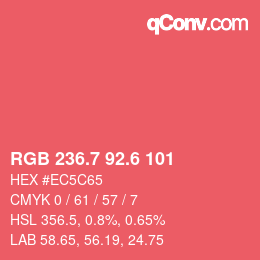 カラーコード: RGB 236.7 92.6 101 | qconv.com